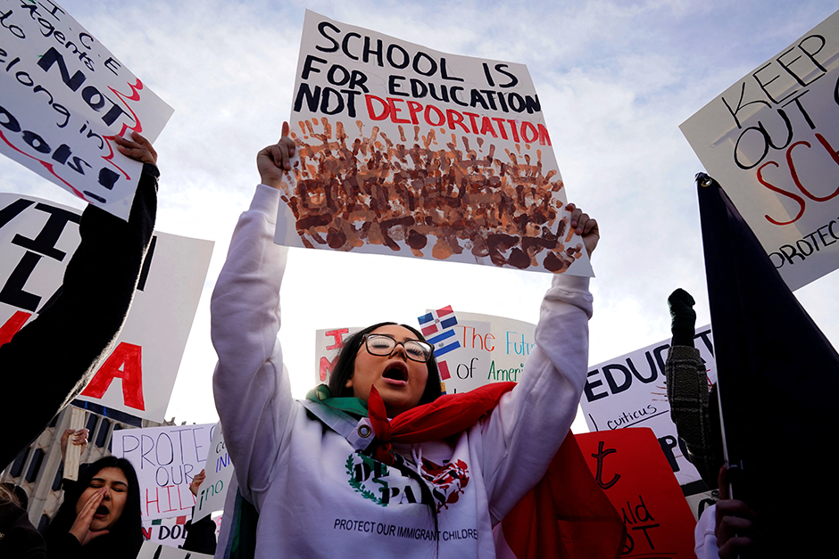 Protesters rally in Oklahoma City on Tuesday. Photograph: Nick Oxford/Reuters